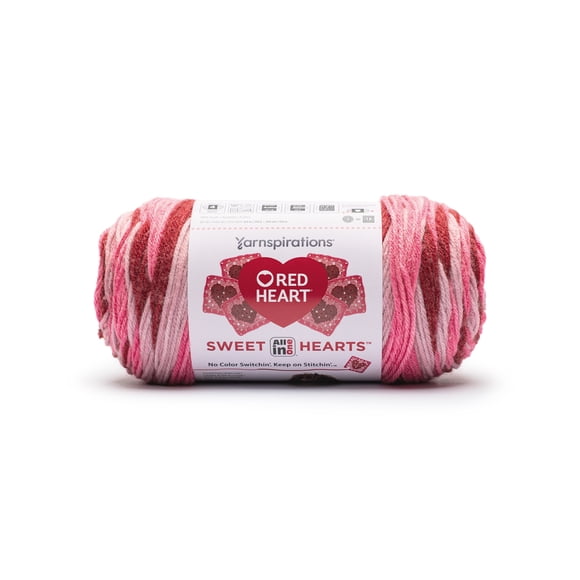 Red Heart® AIO Sweet Hearts™ #4 Worsted (Medium) Acrylic Yarn, Valentine 8.8oz/250g 440 Yards