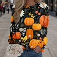 thumbnail image 2 of Pullover Tops For Womens Print O Neck Sweatshirt  Neck Fit Pullover Tops Suitable Long Sleeve Workout Shirts Loose Blouse, 2 of 4
