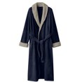 thumbnail image 5 of WZXFASHION Womens Fleece Robe Soft Plush Bathrobe Fluffy Cute Long Coat Night Robe WomenRobes Navy M, 5 of 5
