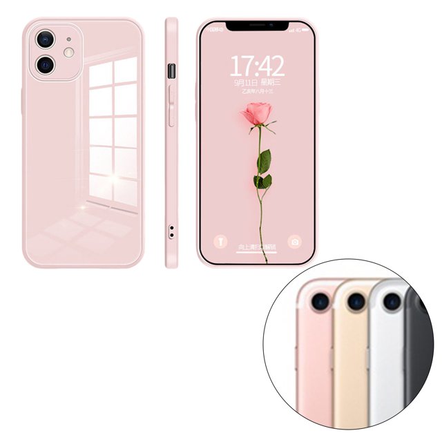 ziyahi Glass Back Phone Covers with Solid Color Full Rugged Bumper Anti-Slip Design for Iphone 7P/8P/7/8/XS Max/XR/X/XS
