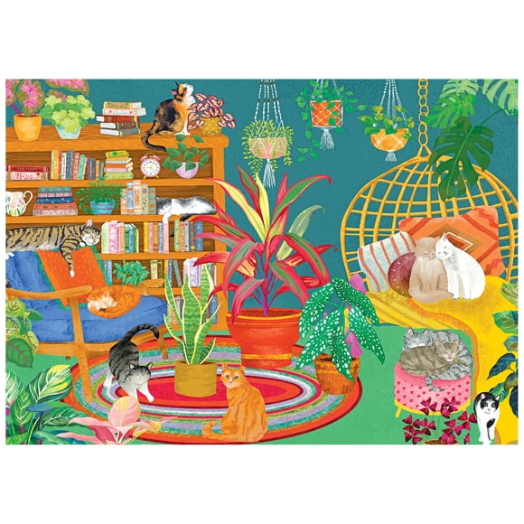 RoseArt - Colorluxe 1000 pièces -BOHO CAT ROOM - Puzzle à emboîter pour adultes