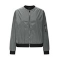 thumbnail image 4 of Womens Fashion Jacket Casual Stand Collar Zip Up Lightweight Coat Fall Color Block Jackets with Pockets Gray L, 4 of 8