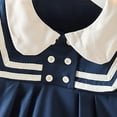 thumbnail image 4 of Besolor Baby Girls Dress Fall Long Sleeve Collared Cotton Dress Toddler Button Front Color Block Uniform Dress, 4 of 6