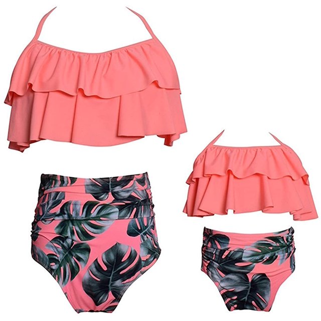 Girls Swimsuit High Waisted Two Pieces Bikini Set Swimwear Bathing Suits