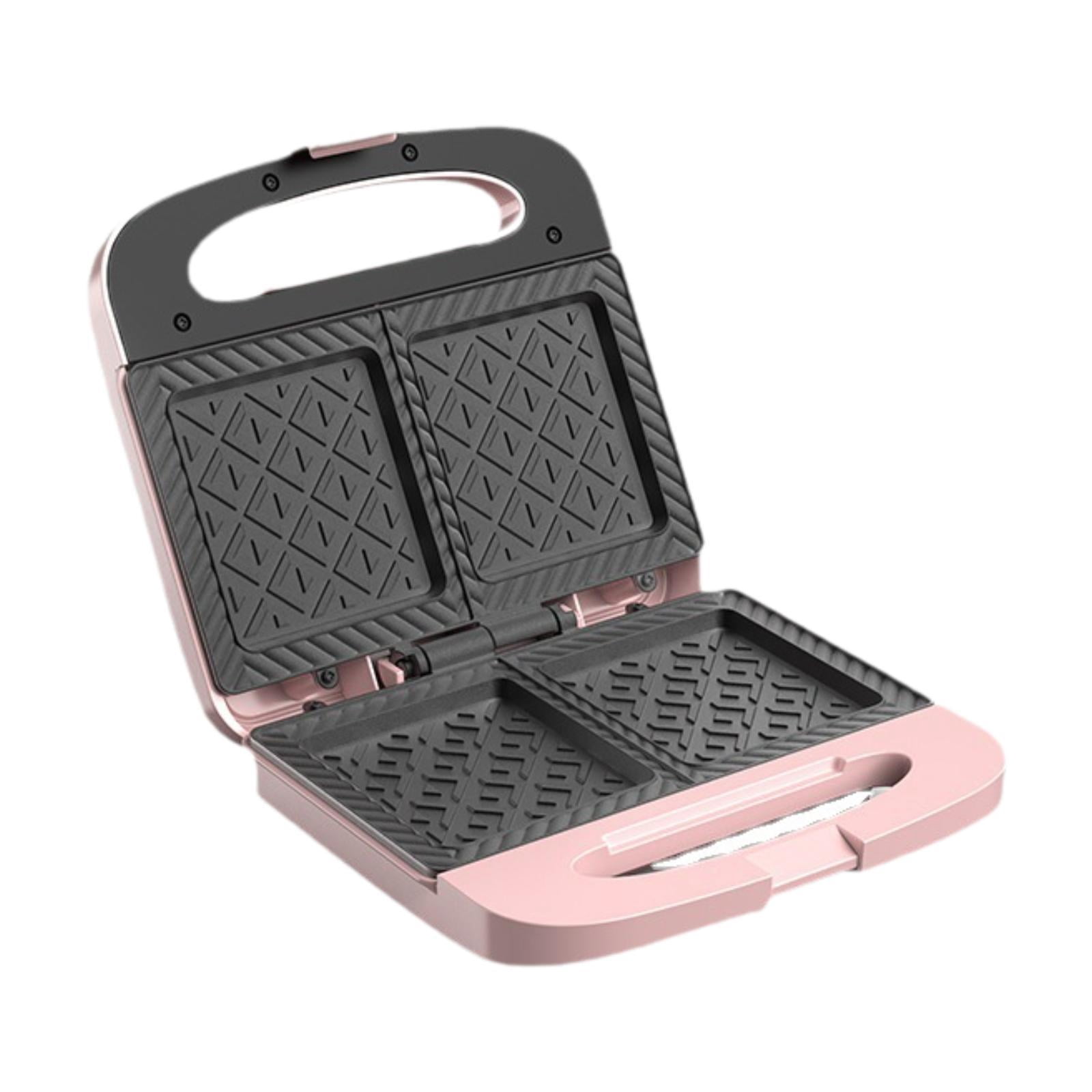Luzkey Sandwich Machine Breakfast Maker Nonstick Plates Household Light Food Machine Waffle Maker for Sandwiches Meat Panini Pancake Pink