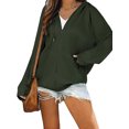 thumbnail image 3 of Women's Casual Hooded Jacket Long Sleeve Zip Up Solid Color Outwear with Pockets Fall Sweatshirt, 3 of 9