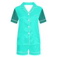 thumbnail image 4 of Yuyuzo Pajama Sets for Women 2 Piece Short Sleeve Button down Shirts Lounge Sets Color Block Soft Pj Sets, 4 of 5