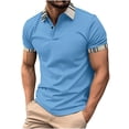 thumbnail image 1 of Men Casual Stripe Printed Button Short Sleeve Turndown Collar Blouse Shirt, 1 of 5