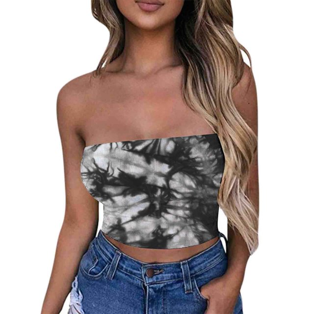 Tube Tops, Womens Printed Strapless Yoga Exercise Chest Wrap Pullover