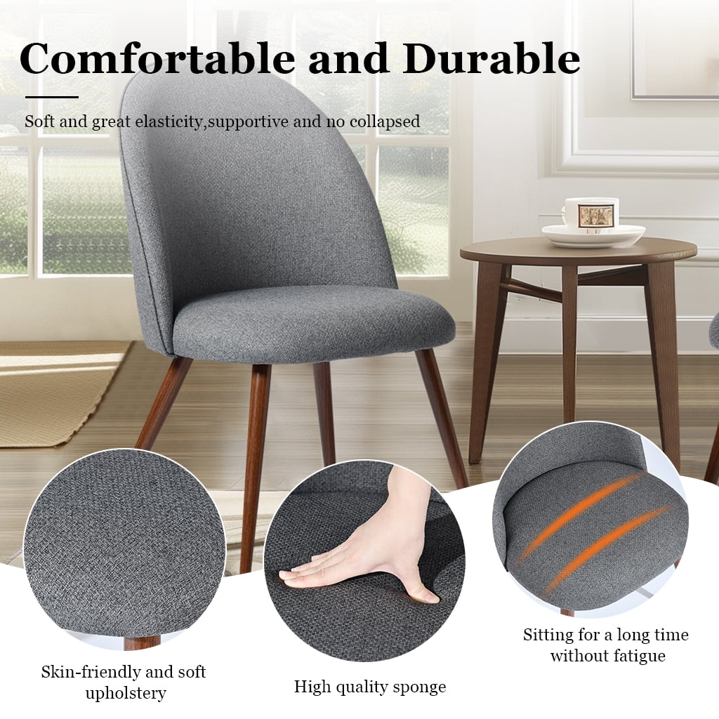 Homy Casa 2 Piece Fabric Dining Chairs with Thick Cushion and Adjustable Feet for Kitchen or Apartment