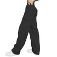 thumbnail image 4 of LLYwey on Sale Clearance Pull on Dress Pants for Women Ladies Fashionable Solid Color Drawstring with Pockets Ankle Binding Sweatpants Work Pants New Full Length Pants Regular Fitted Black S, 4 of 8