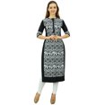 thumbnail image 1 of Phagun Kurta Droite Noire de Designer pour Femme, Manches 3/4, Kurti Décontractée Imprimée-22, 1 of 1