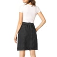 thumbnail image 3 of Unique Bargains Jupe Trapèze Taille Haute Décontractée en Denim pour Femme, Noir, 2TG, 3 of 7