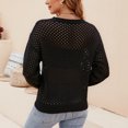 thumbnail image 4 of IROINNID Offre Pull-Over Chemise Long Sleeve pour les Femmes Confortable Tricoté Rayure Évider Col Rond Tops, Noir, 4 of 7