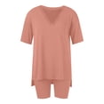 thumbnail image 4 of UPPADA Ensembles 2 Pcs pour Femmes Grande Taille Été Tuniques à Manches Courtes et Ensembles de Shorts Amples Ensembles de Pyjamas Ajustés Rouge Melon D\'eau,m, 4 of 6