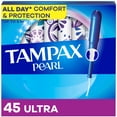 thumbnail image 1 of Tampax Pearl Tampons, with LeakGuard Braid, Ultra Absorbency, Unscented45 count, 1 of 23