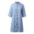 thumbnail image 4 of Kcodviy Robe Polyvalente à Rayures pour Femmes, Robe d'Été Décontractée à Boutons, Robe Midi Ample à Rayures, Robe Chemise, 4 of 5