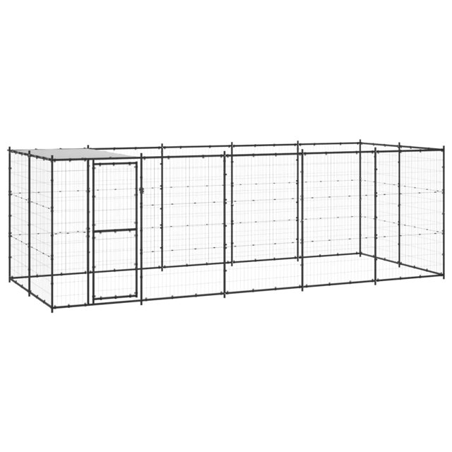 vidaXL Chenil Extérieur pour Chien en Acier avec Toit 12,1 M2