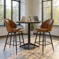thumbnail image 1 of Homy Casa Set of 2 Counter Stools with Upholstered Seat and Metal Legs, 26" Height, for Coworking Space, Office Lounge, and Communal Areas, 1 of 7