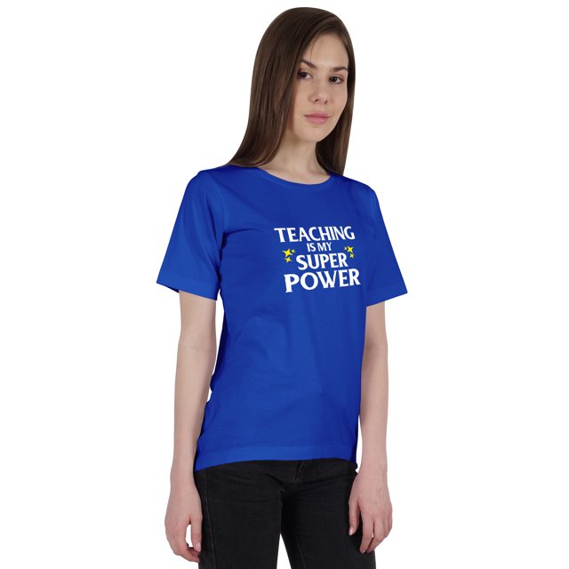 Inkmeso T-Shirt à Encolure Dégagée pour Femmes « Teaching Is My Super Power » Citation Graphique d'Enseignante