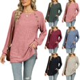 thumbnail image 2 of Qudderr Chandail pour Femmes Hauts Décontractés Manches Longues T-Shirts Pull Col Rond Tricoté Automne Hiver Tenues S-2TG, 2 of 8