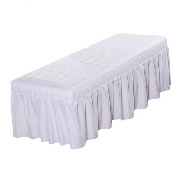 jifeng 3x Solid Color Massage Table Skirt Beauty Facial Bed Bedding Linen Valance Sheet Cover with 21inch Drop Bedskirt - Whitex60cm, As Described