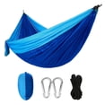 thumbnail image 1 of Portable Outdoor Nylon Hammock 440 LBS Max Capacity with Sewn-On Storage Bag Pouch (Blue), 1 of 5