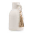 thumbnail image 3 of Bouclair Vase-Bouteille en Céramique Blanc avec Pompon, 3 of 10