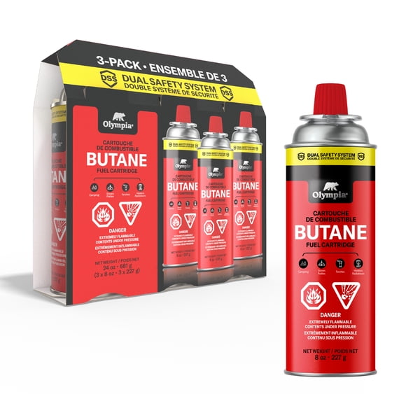 Olympia Butane. 227G. Gas Cartridge for Portable Stove or Portable Heater - 3 pack.
