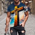thumbnail image 3 of SDNall T-Shirt à Col Rond pour Hommes à Imprimé Fallow, Mode Décontractée, Manches Courtes, Shorts Courts pour Hommes, T-Shirts pour Hommes, Shorts Décontractés pour Hommes, 3 of 5