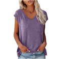 thumbnail image 1 of Pompotops Fashion Woman Causal V-Neck Solid Blouse Sleeveless T-Shirt Summer Tops, 1 of 6
