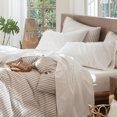 thumbnail image 1 of Bedding Sheet Set Washed Cotton Linen Like Textu Breathable Durable Soft Comfy (Dark Orange Queen), 1 of 7