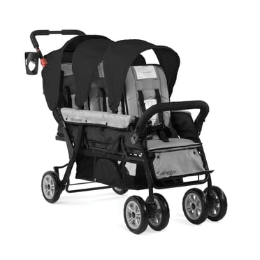 Foundations Compass Trio Triple Stroller, 3-Seat Tandem with UV Canopies and Reclining Seats, Black