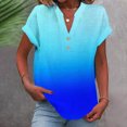 thumbnail image 2 of fatyb Womens Printed V Neck Tops Short Sleeve Button V Neck Tshirts Lightweight Summer Beach Blouses, 2 of 5