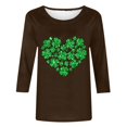 thumbnail image 4 of T-Shirt Ample à Manches Trois-Quarts et Col Rond Imprimé pour la Saint-Patrick pour Femmes, 4 of 6