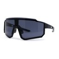 thumbnail image 3 of Mens Oversize Trendy Futuristic Wrap Half Rim Sport Plastic Sunglasses All Black, 3 of 4