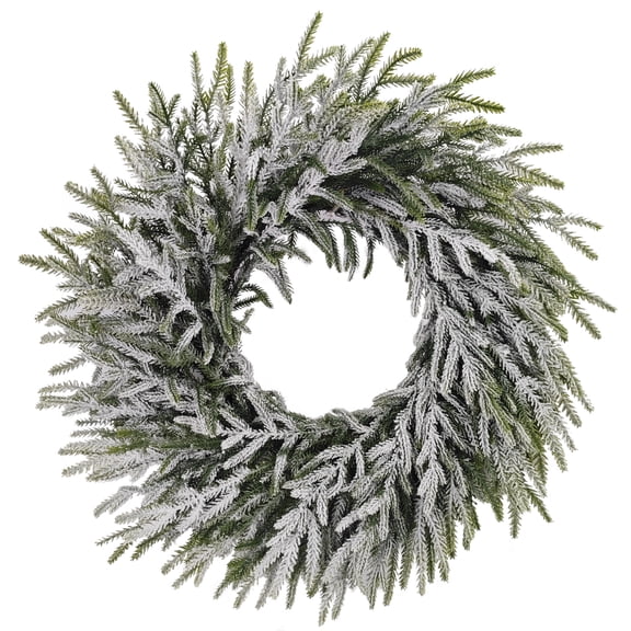 Holiday Time 24" Non-lit Flocked Banff Christmas PE Wreath, Green