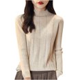 thumbnail image 2 of Sentmoon Womens Outfits Oversized Crew Neck Long Sleeve Light Sweaters for Women Fall Solid Color Breathable Loose Knitted Fall Clothes for Women Winter Trendy for Weekend Brunch Outfit Beige M, 2 of 4