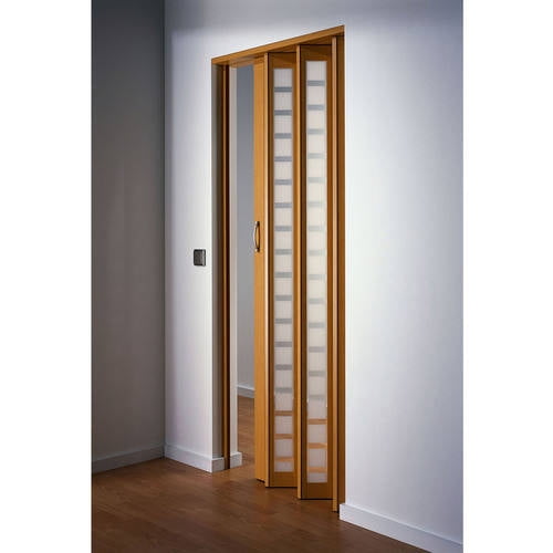 LTL Home Products HSMETRO3280BESQ Spectrum Porte Accordéon Pliante en Plexiglas Carré Givré de Style Metro, 36 x 80 Pouces, Hêtre