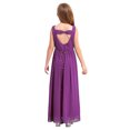 thumbnail image 2 of Miaeowve Robe de Demoiselle d'Honneur pour Enfants Sans Manches en Mousseline Perlée, Robe de Demoiselle d'Honneur Junior, Robe de Fête de Mariage pour Filles, Violet 4, 2 of 7