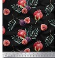 thumbnail image 1 of Soimoi Black Modal Satin Fabric Pomegranate & Fig Fruits Print Sewing Fabric Yard 42 Inch Wide, 1 of 5