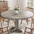 thumbnail image 1 of Round Dining Table for 4, 47" Dining Room Table with Wooden Base, Circle Kitchen Dinner Table for Dining Room, Kitchen, Living Room (Table Only), Grey, 1 of 7