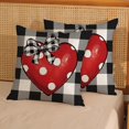 thumbnail image 3 of Housses de Coussin de la Saint-Valentin 20x20, Ensemble de 2, Pois Rouges, Cœur, Nœud, Déco, Coussins Décoratifs de la Saint-Valentin, Taie d'Oreiller à Carreaux Buffalo pour Anniversaire, Housse de Coussin d'Extérieur pour les Fêtes, Décoration de Maison, 3 of 6