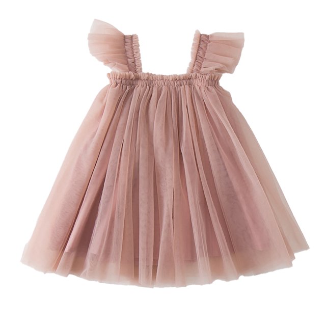 KYAIGUO Robe en Tulle à Manches Volantes pour Filles 1-6 Ans, Robe d'Été Décontractée pour Bébé et Tout-Petit