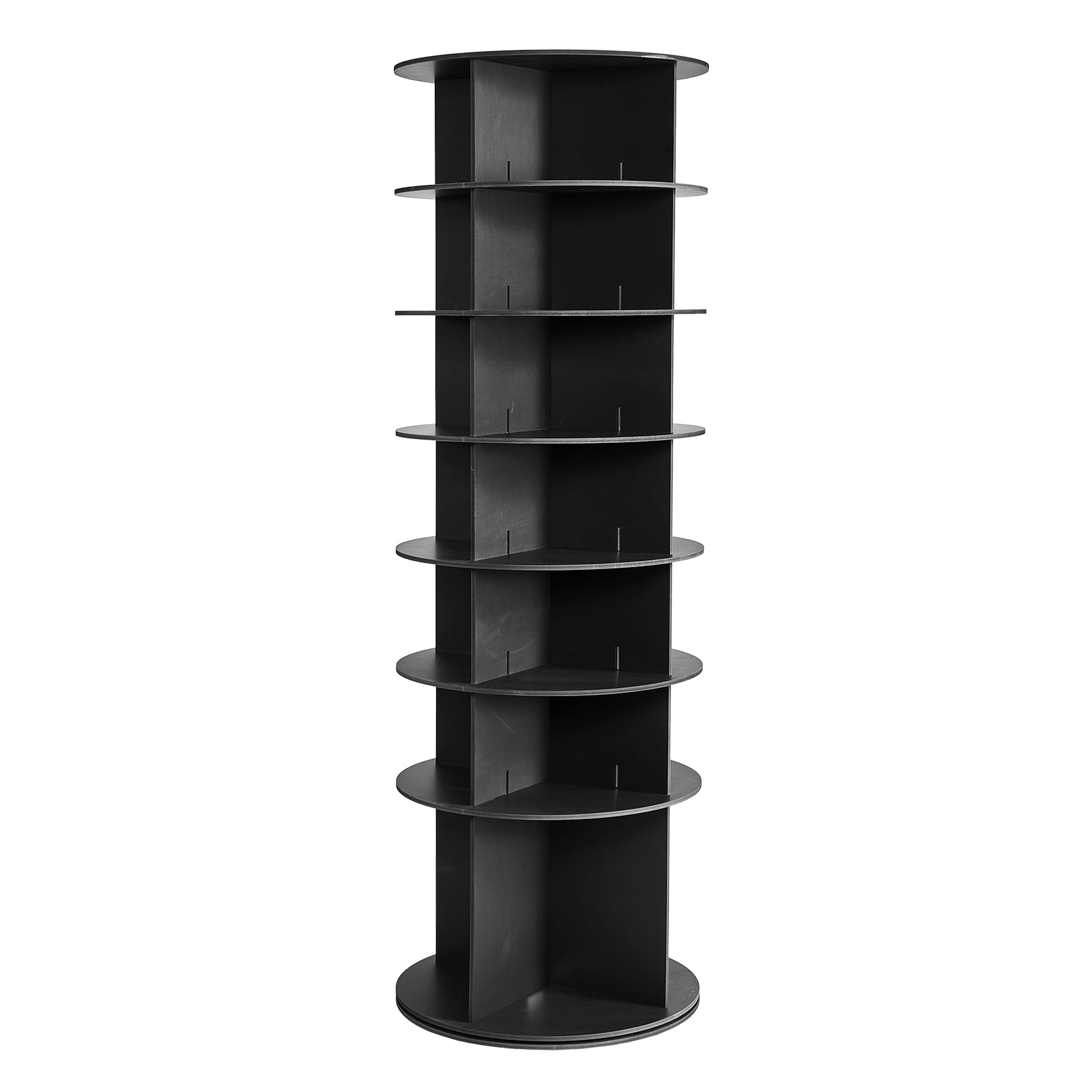 KFFKFF 7 Tiers Rotating Shoe Rack Tower, 360° Spinning Shoe Rack, Revolving Storage Round Carousel Display, Freestanding Lazy Susan Organizer Display, Black