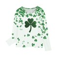 thumbnail image 4 of LWFFDAW T-Shirts pour Filles Enfants St Patrick's Day Manches Longues Col Rond Chandail Tops Paillettes Trèfle Graphiques Quatre Feuilles T-Shirts Irlandais Chanceux Taille 9 Ans Vert, 4 of 4