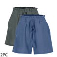 thumbnail image 4 of FNFYFH Clearance Womens Loose Fit Solid Color Summer Shorts Oversized Casual Shorts，Blue, 4 of 5