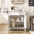 thumbnail image 4 of Farmhouse Storage Cabine 3-Tiers Adjustable Shelf with 7 Gears, Rustic Kitchen & Dining Room Organizer, Multi-Functional Entryway Cabinet, Waterproof, White, 4 of 7