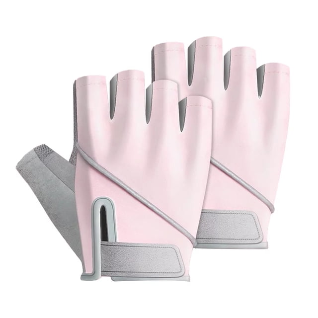 TFixol Gants de Musculation Roses à Demi-Doigts pour Femmes - Respirants, Antidérapants, Lavables avec Protège-Poignet pour Sports de Plein Air, Taille M