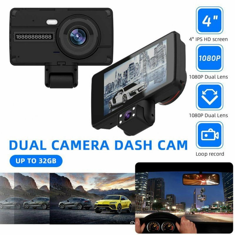 Dual Lens Car D Dash Cam Video Recorder G-sensor HD 1080P Night Vision Parking Monitor Black